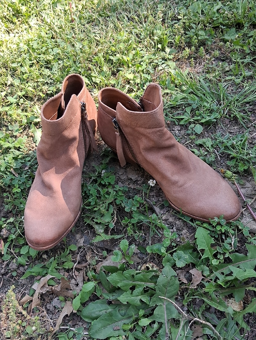 Sam Edelman Tan Leather Ankle Leathe Dounle Zip r Booties